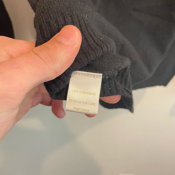 Garnet Hill M Women 100% Cashmere Turtleneck Sweater Black Classic Old Money Lux - Picture 7 of 14